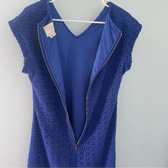 KATE SPADE NEW YORK Guipure Lace A-Line Mini Dress Cap-Sleeve Blue Women's 10 - Picture 9 of 13